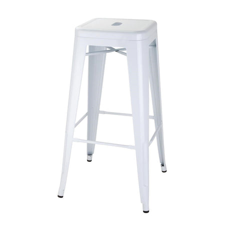 Bolero Bistro Galvanised Steel High Stools White (Pack of 4) JD Catering Equipment Solutions Ltd