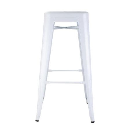 Bolero Bistro Galvanised Steel High Stools White (Pack of 4) JD Catering Equipment Solutions Ltd