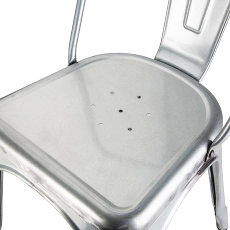 Bolero Bistro Galvanised Steel Side Chairs (Pack of 4) GL338 JD Catering Equipment Solutions Ltd