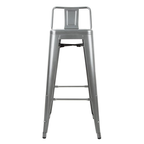 Bolero Bistro High Stool With Backrest Gun Metal (Pack of 4) JD Catering Equipment Solutions Ltd