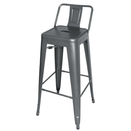 Bolero Bistro High Stool With Backrest Gun Metal (Pack of 4) JD Catering Equipment Solutions Ltd