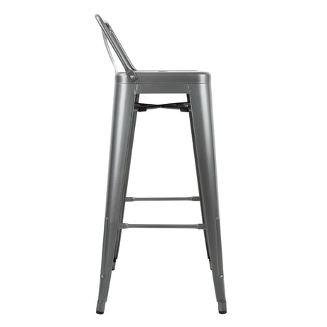 Bolero Bistro High Stool With Backrest Gun Metal (Pack of 4) JD Catering Equipment Solutions Ltd