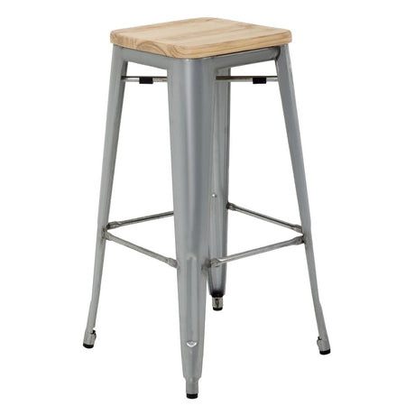 Bolero Bistro High Stools Galvanised Steel (Pack of 4) JD Catering Equipment Solutions Ltd