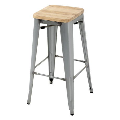 Bolero Bistro High Stools Galvanised Steel (Pack of 4) JD Catering Equipment Solutions Ltd