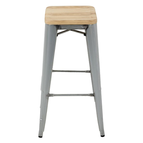 Bolero Bistro High Stools Galvanised Steel (Pack of 4) JD Catering Equipment Solutions Ltd