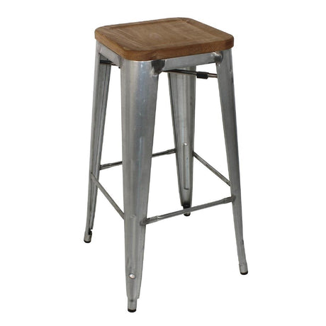 Bolero Bistro High Stools Galvanised Steel (Pack of 4) JD Catering Equipment Solutions Ltd