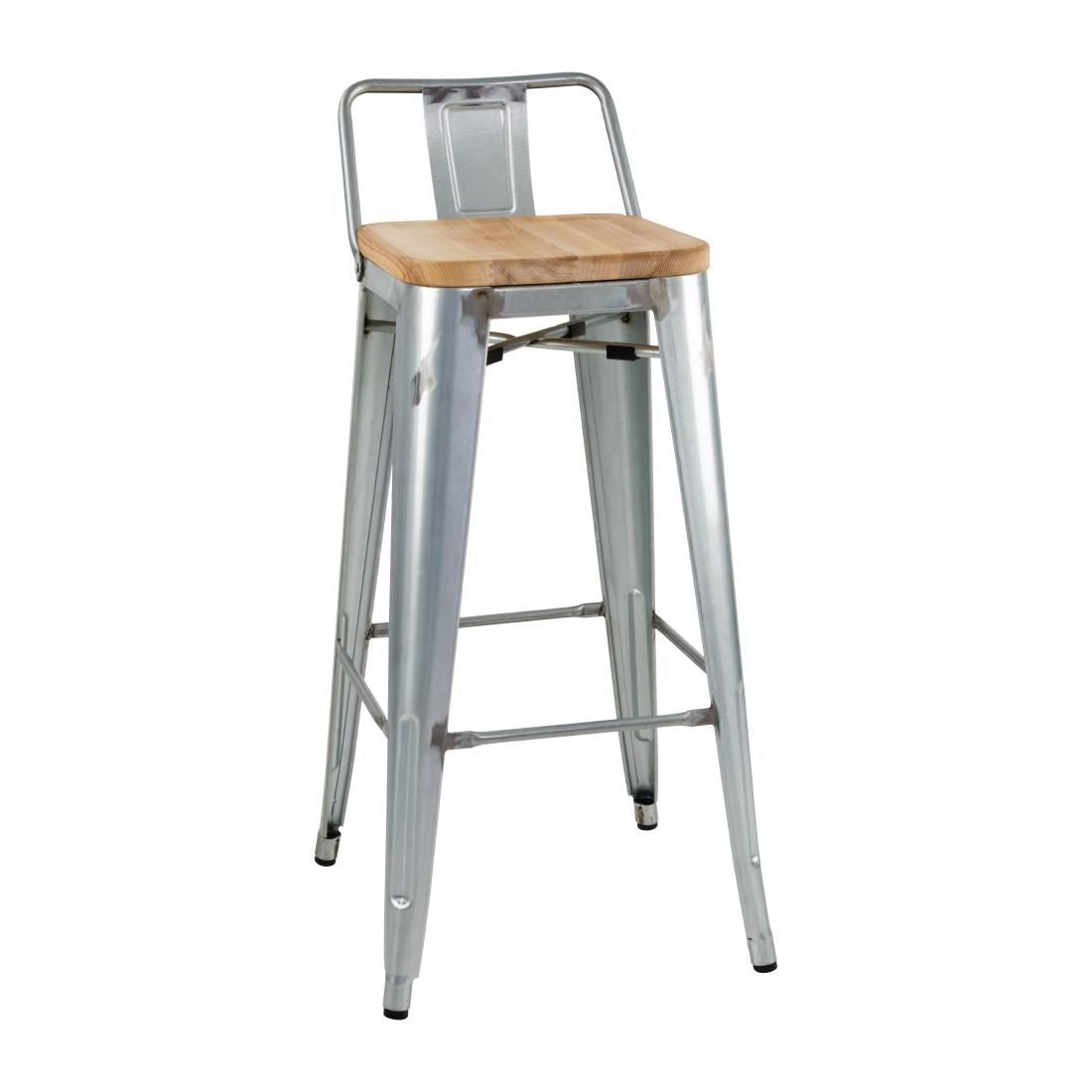 Bolero Bistro High Stools Galvanised Steel (Pack of 4) JD Catering Equipment Solutions Ltd