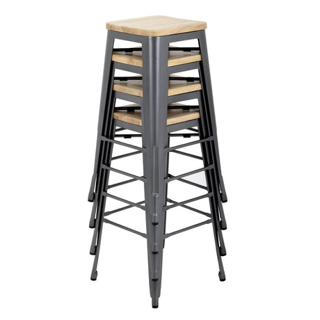 Bolero Bistro High Stools  Gun Metal (Pack of 4) GM639 JD Catering Equipment Solutions Ltd