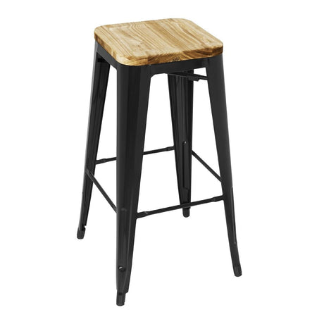 Bolero Bistro High Stools with Wooden Seat Pad (Pack of 4) JD Catering Equipment Solutions Ltd