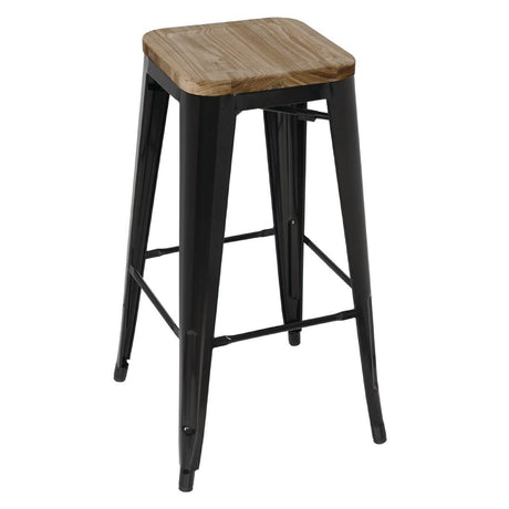 Bolero Bistro High Stools with Wooden Seat Pad (Pack of 4) JD Catering Equipment Solutions Ltd