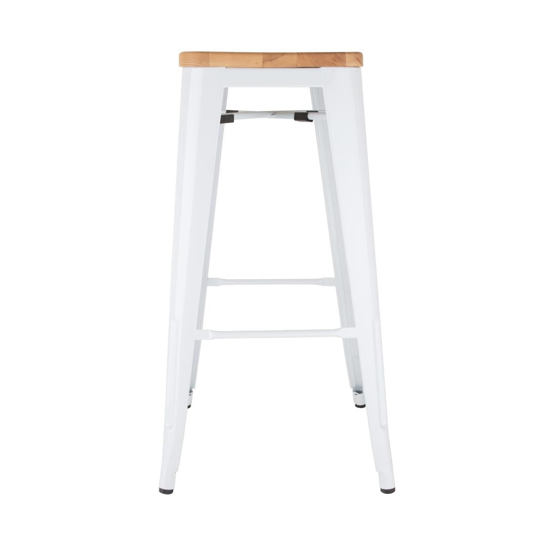 Bolero Bistro High Stools with Wooden Seatpad White (Pack of 4) JD Catering Equipment Solutions Ltd