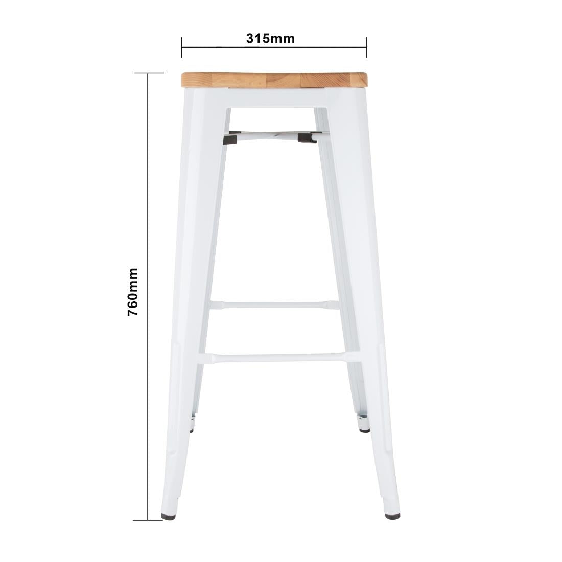 Bolero Bistro High Stools with Wooden Seatpad White (Pack of 4) JD Catering Equipment Solutions Ltd