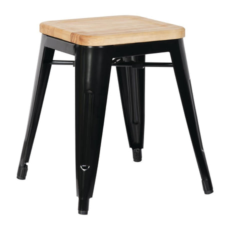 Bolero Bistro Low Stools with Wooden Seat Pad (Pack of 4) JD Catering Equipment Solutions Ltd