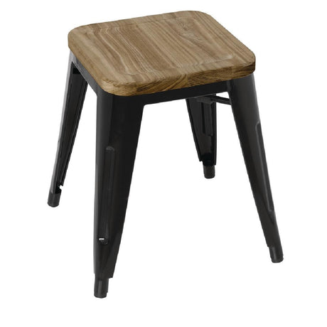 Bolero Bistro Low Stools with Wooden Seat Pad (Pack of 4) JD Catering Equipment Solutions Ltd