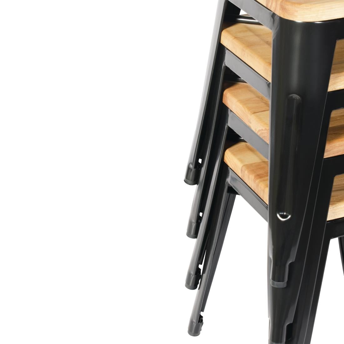 Bolero Bistro Low Stools with Wooden Seat Pad (Pack of 4) JD Catering Equipment Solutions Ltd