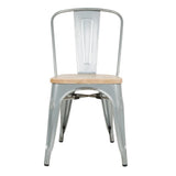 Bolero Bistro Side Chairs with Wooden Seat Pad Galvanised Steel (Pack of 4) JD Catering Equipment Solutions Ltd