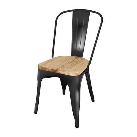 Bolero Bistro Side Chairs with Wooden Seat Pad (Pack of 4) JD Catering Equipment Solutions Ltd