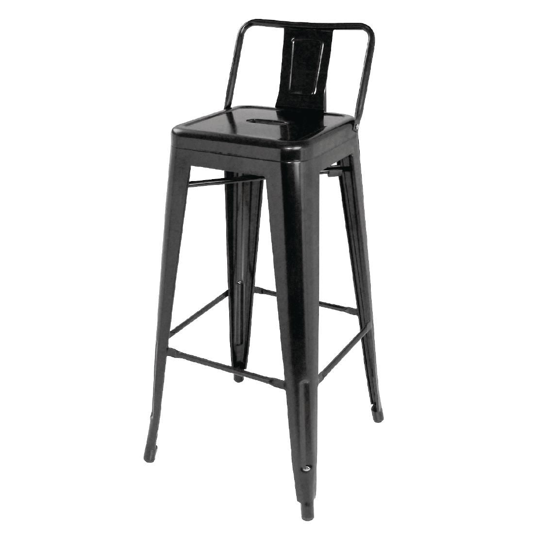 Bolero Bistro Steel High Stool With Backrest (Pack of 4) JD Catering Equipment Solutions Ltd