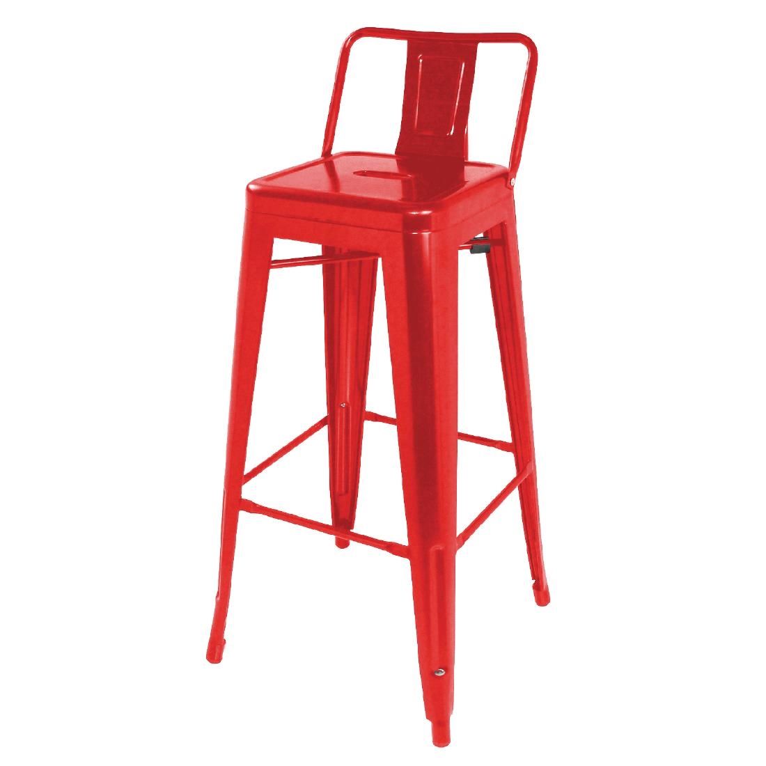 Bolero Bistro Steel High Stool With Backrest Red (Pack of 4) JD Catering Equipment Solutions Ltd