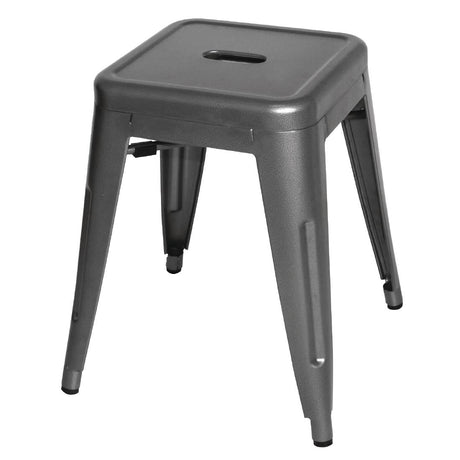 Bolero Bistro Steel Low Stool Gun Metal (Pack Of 4) JD Catering Equipment Solutions Ltd