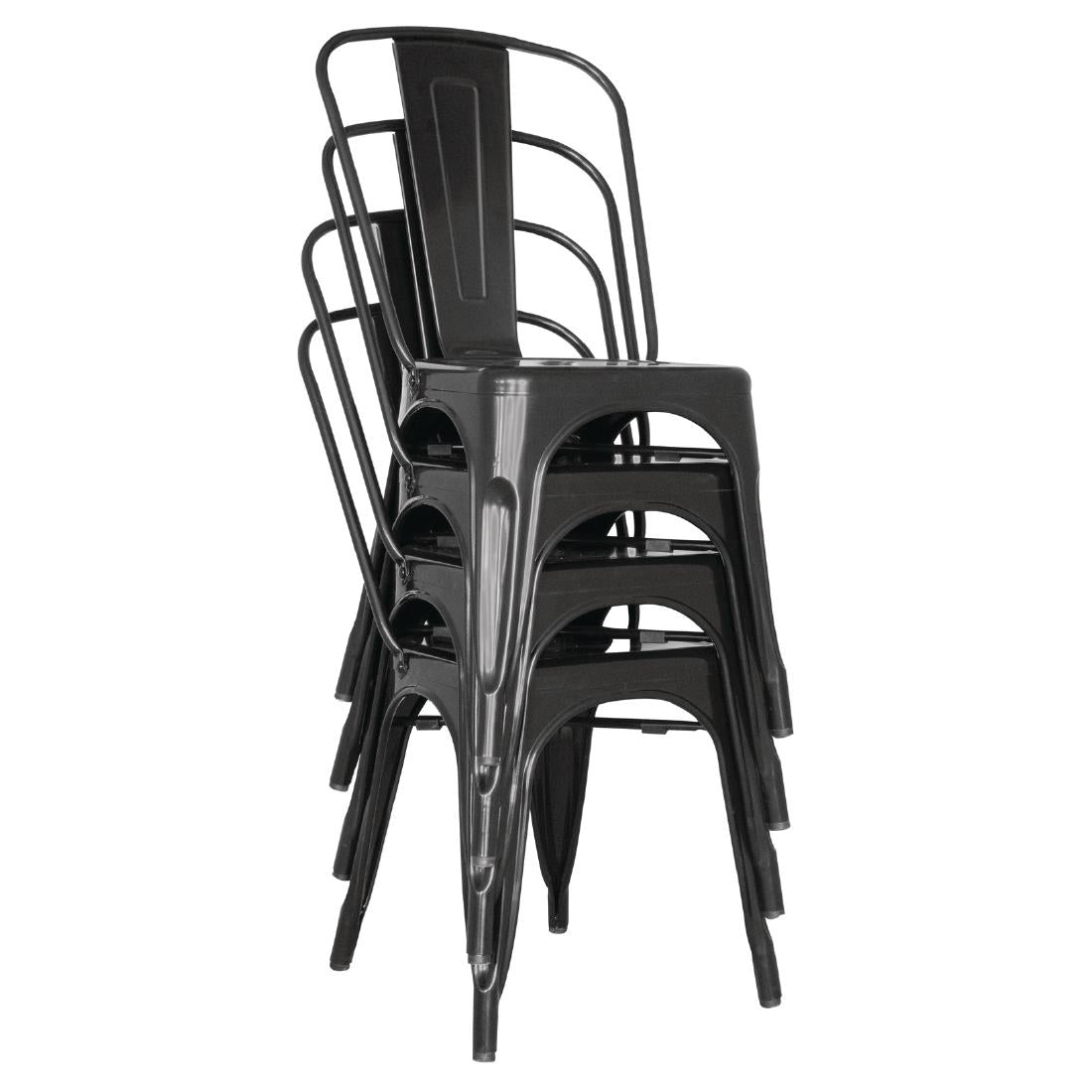 Bolero Bistro Steel Side Chair Black (Pack 4) GL331 JD Catering Equipment Solutions Ltd