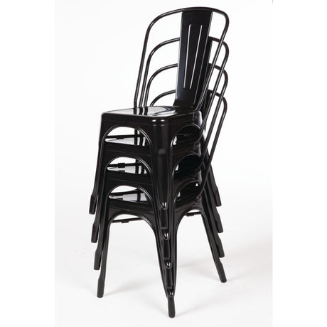 Bolero Bistro Steel Side Chair Black (Pack 4) GL331 JD Catering Equipment Solutions Ltd