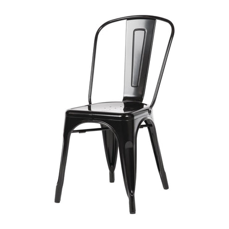 Bolero Bistro Steel Side Chair Black (Pack 4) GL331 JD Catering Equipment Solutions Ltd