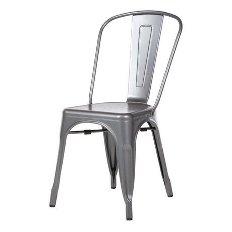 Bolero Bistro Steel Side Chair Gun Metal Grey (Pack 4) JD Catering Equipment Solutions Ltd