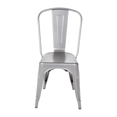 Bolero Bistro Steel Side Chair Gun Metal Grey (Pack 4) JD Catering Equipment Solutions Ltd