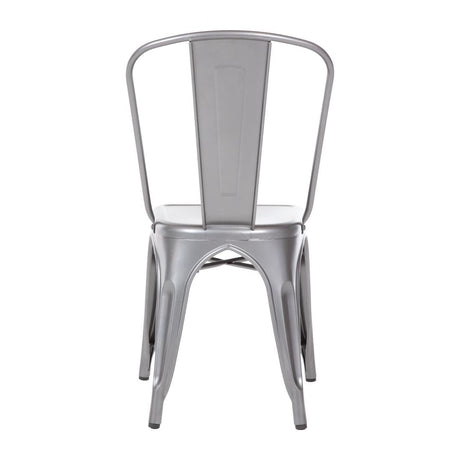 Bolero Bistro Steel Side Chair Gun Metal Grey (Pack 4) JD Catering Equipment Solutions Ltd