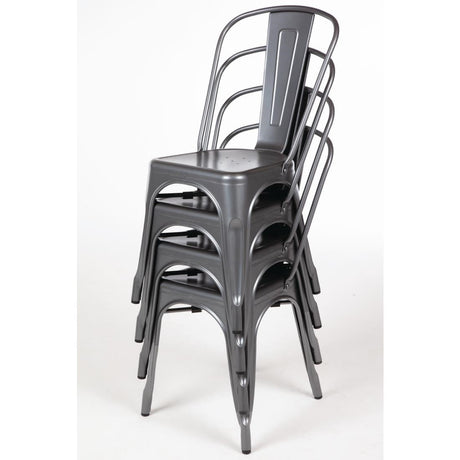 Bolero Bistro Steel Side Chair Gun Metal Grey (Pack 4) JD Catering Equipment Solutions Ltd