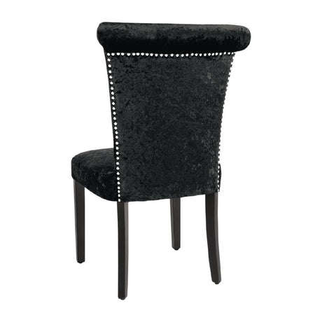 Bolero Black Crushed Velvet Dining Chair (Pack of 2) JD Catering Equipment Solutions Ltd