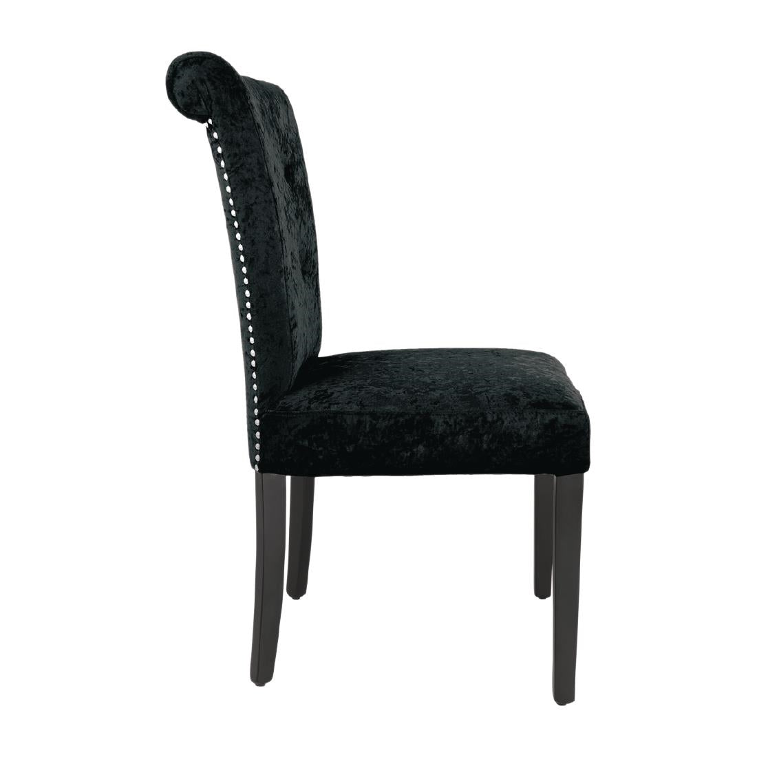 Bolero Black Crushed Velvet Dining Chair (Pack of 2) JD Catering Equipment Solutions Ltd