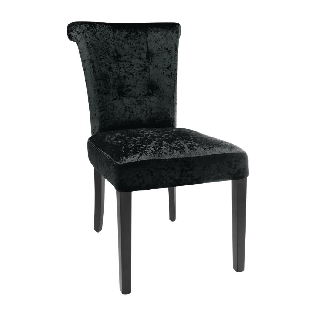 Bolero Black Crushed Velvet Dining Chair (Pack of 2) JD Catering Equipment Solutions Ltd