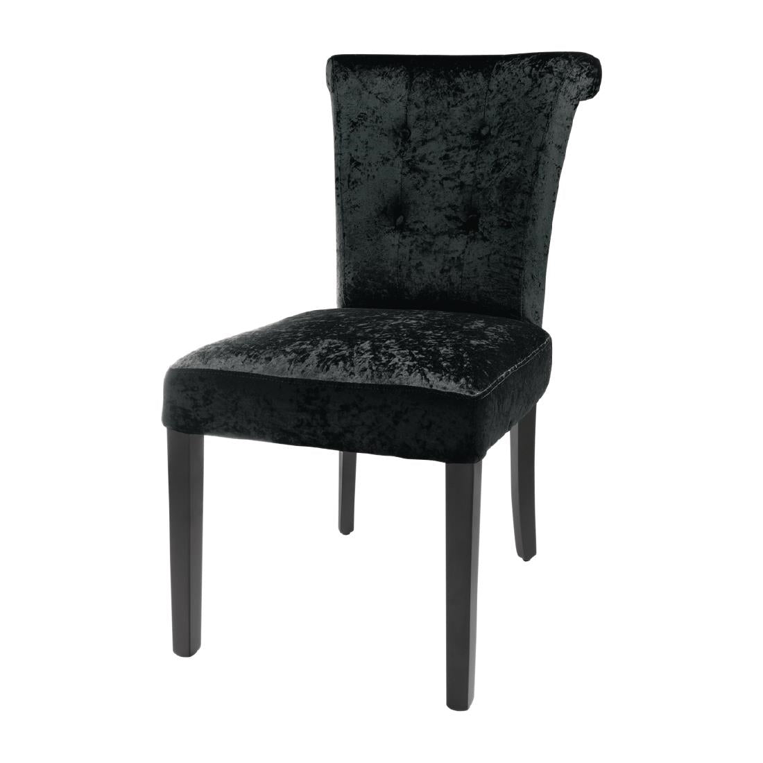 Bolero Black Crushed Velvet Dining Chair (Pack of 2) JD Catering Equipment Solutions Ltd