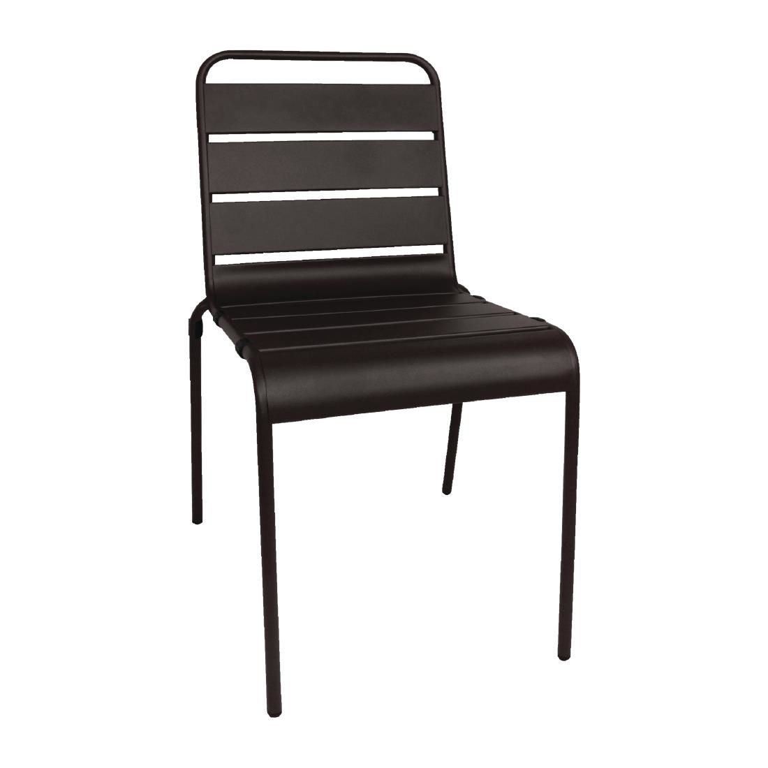 Bolero Black Slatted Steel Side Chairs (Pack of 4) JD Catering Equipment Solutions Ltd