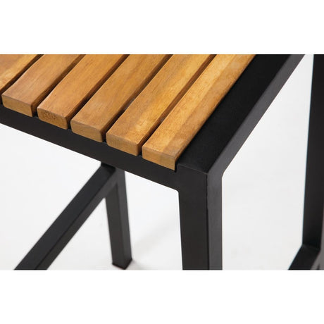 Bolero Black Steel & Acacia Wood Bar Stools (Pack of 2) JD Catering Equipment Solutions Ltd