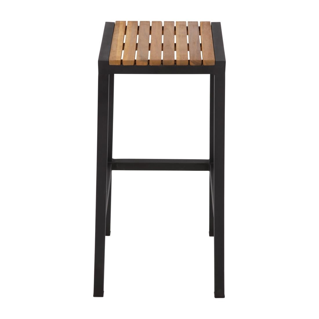 Bolero Black Steel & Acacia Wood Bar Stools (Pack of 2) JD Catering Equipment Solutions Ltd