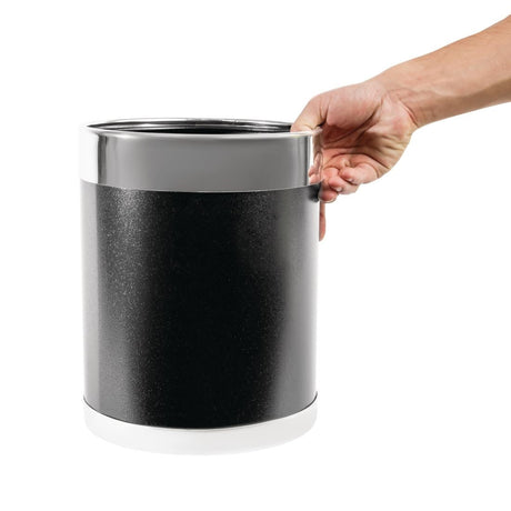 Bolero Black Waste Paper Bin with Silver Rim JD Catering Equipment Solutions Ltd