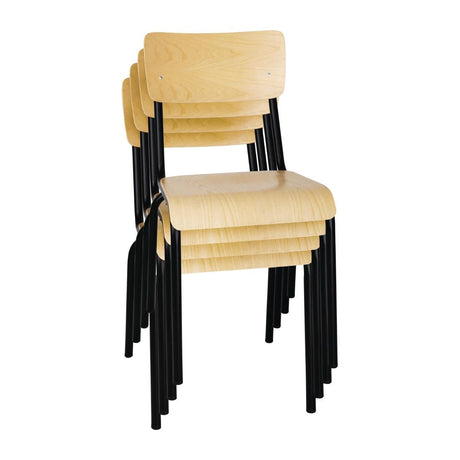 Bolero Cantina Side Chairs with Wooden Seat Pad and Backrest (Pack of 4) JD Catering Equipment Solutions Ltd