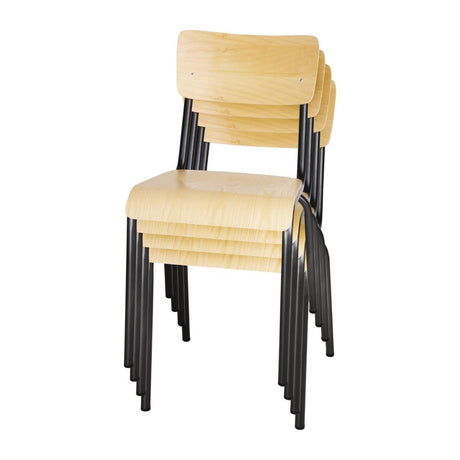 Bolero Cantina Side Chairs with Wooden Seat Pad and Backrest (Pack of 4) JD Catering Equipment Solutions Ltd