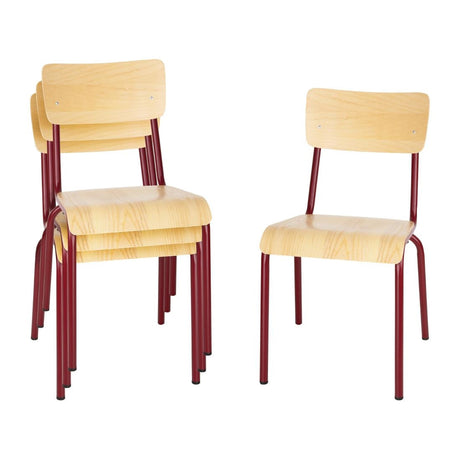 Bolero Cantina Side Chairs with Wooden Seat Pad and Backrest (Pack of 4) JD Catering Equipment Solutions Ltd