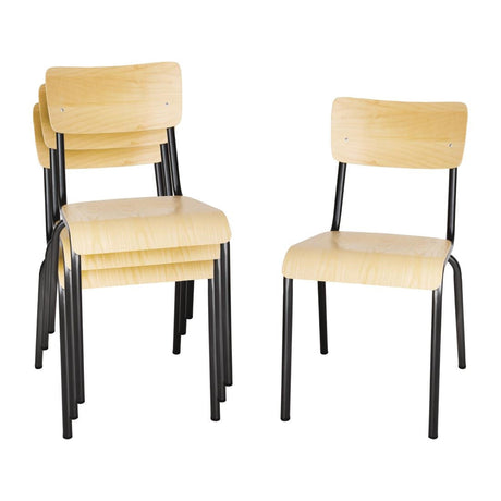 Bolero Cantina Side Chairs with Wooden Seat Pad and Backrest (Pack of 4) JD Catering Equipment Solutions Ltd