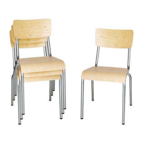 Bolero Cantina Side Chairs with Wooden Seat Pad and Backrest (Pack of 4) JD Catering Equipment Solutions Ltd