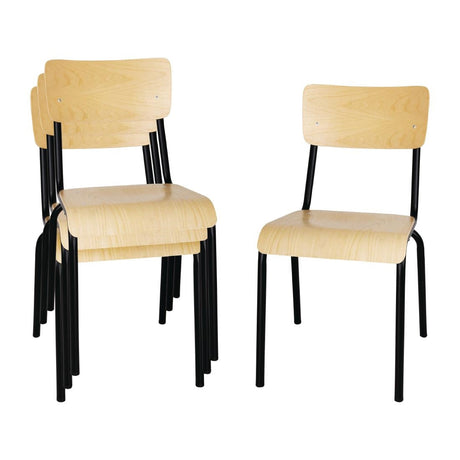 Bolero Cantina Side Chairs with Wooden Seat Pad and Backrest (Pack of 4) JD Catering Equipment Solutions Ltd