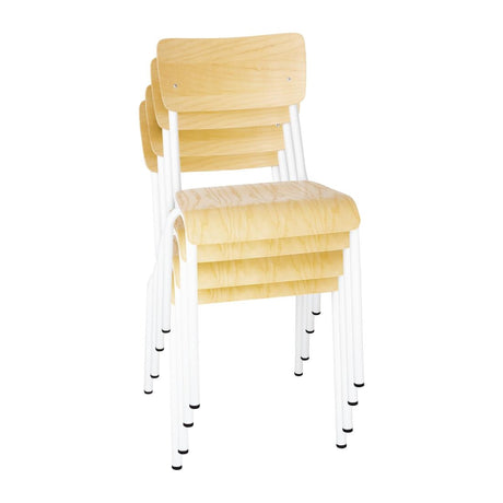 Bolero Cantina Side Chairs with Wooden Seat Pad and Backrest (Pack of 4) JD Catering Equipment Solutions Ltd