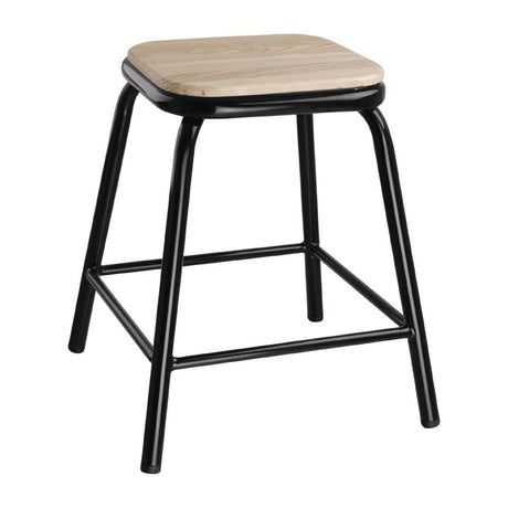 Bolero Cantina Stools with Wooden Seat Pad Black (Pack of 4) JD Catering Equipment Solutions Ltd