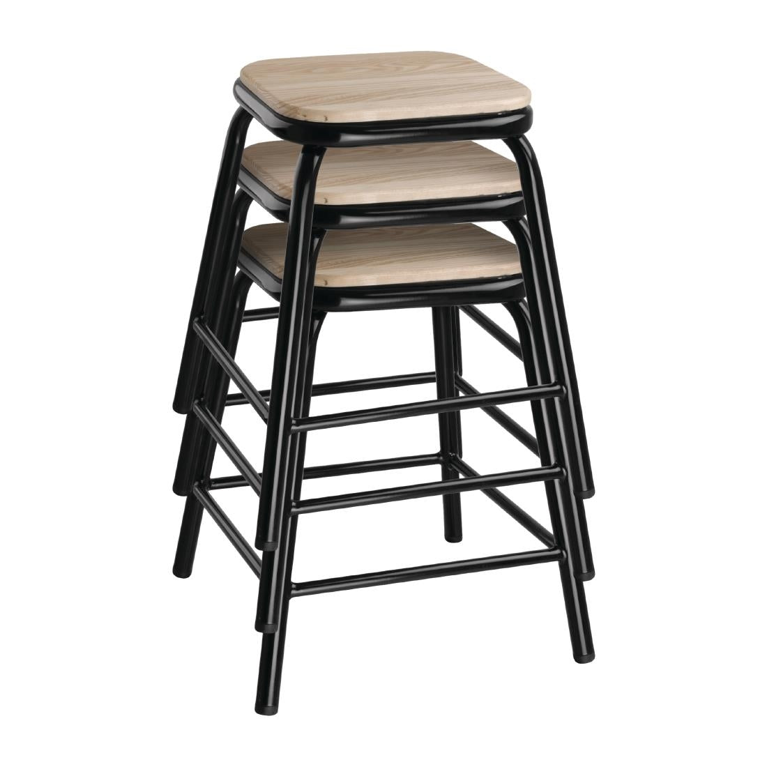 Bolero Cantina Stools with Wooden Seat Pad Black (Pack of 4) JD Catering Equipment Solutions Ltd
