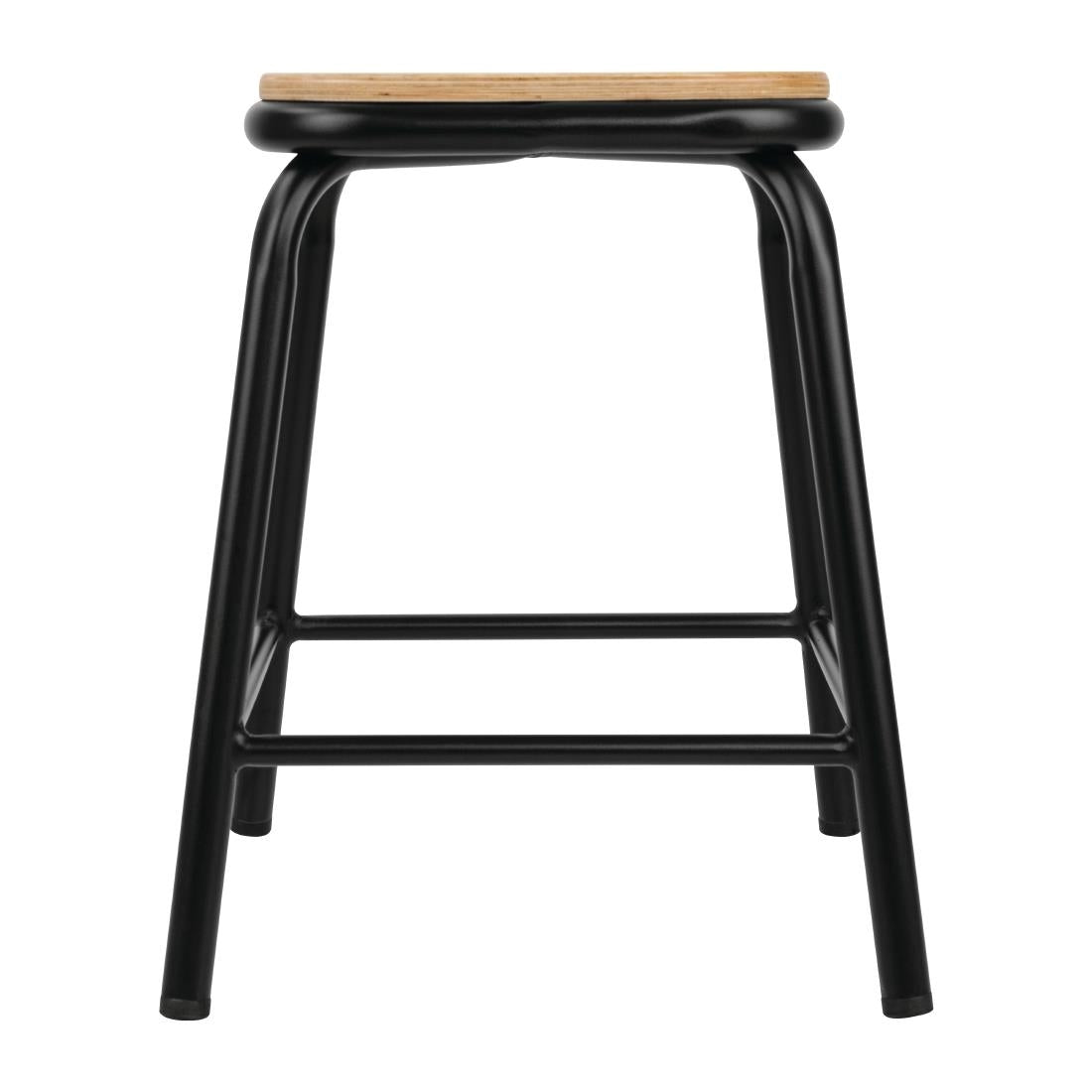 Bolero Cantina Stools with Wooden Seat Pad Black (Pack of 4) JD Catering Equipment Solutions Ltd