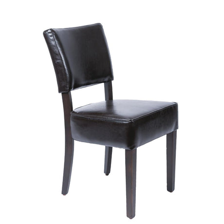 Bolero Chunky Faux Leather Chairs Dark Brown (Pack of 2) JD Catering Equipment Solutions Ltd